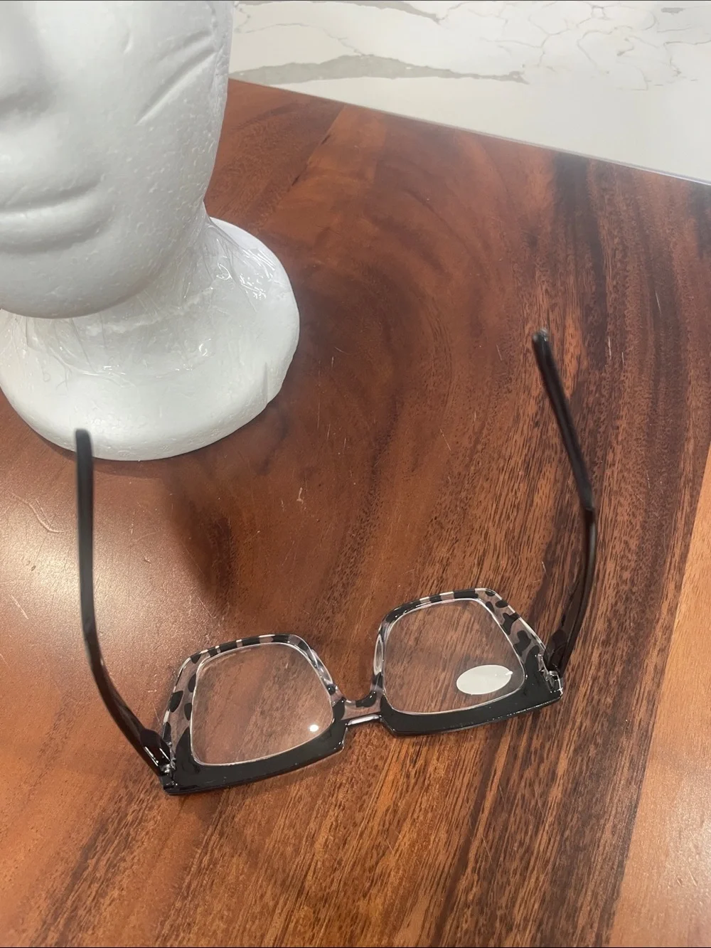 Black and White Cow Print Clear Lens Glasses